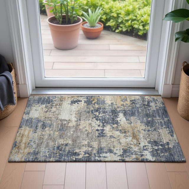Addison Chantille ACN2142 Abstract Machine Made Transitional Blue Rug