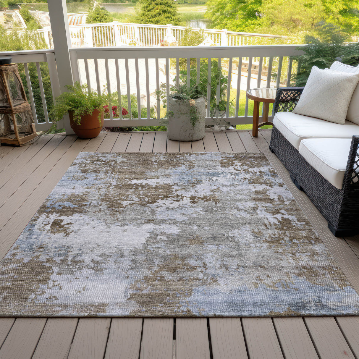Addison Chantille ACN2142 Abstract Machine Made Transitional Chocolate Rug