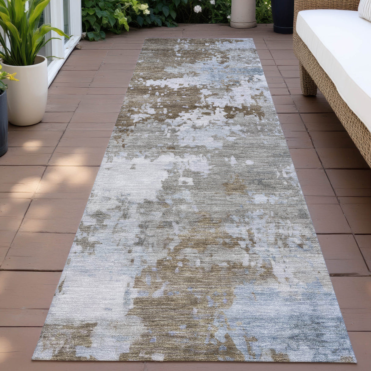 Addison Chantille ACN2142 Abstract Machine Made Transitional Chocolate Rug
