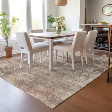 Addison Chantille ACN2143 Abstract Machine Made Transitional Brown Rug