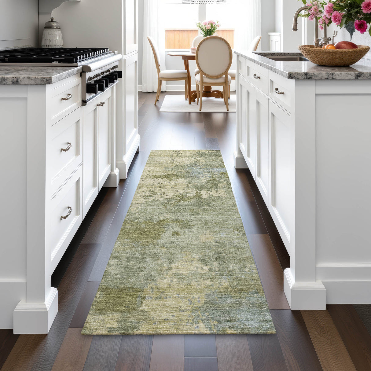 Addison Chantille ACN2143 Abstract Machine Made Transitional Green Rug