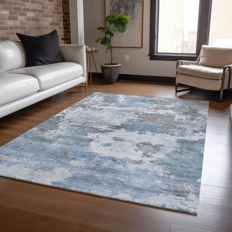 Addison Chantille ACN2144 Abstract Machine Made Transitional Blue Rug
