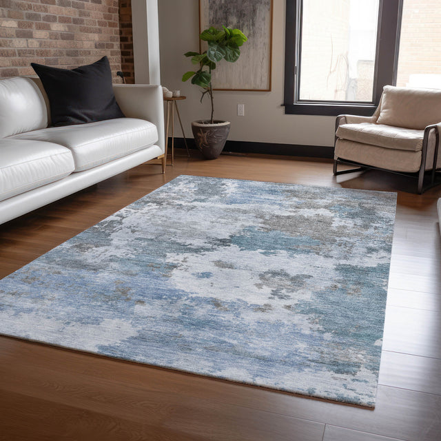 Addison Chantille ACN2144 Abstract Machine Made Transitional Blue Rug