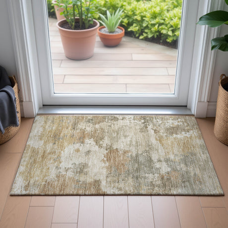 Addison Chantille ACN2144 Abstract Machine Made Transitional Khaki Rug