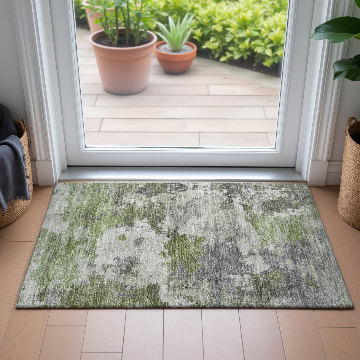 Addison Chantille ACN2144 Abstract Machine Made Transitional Olive Rug