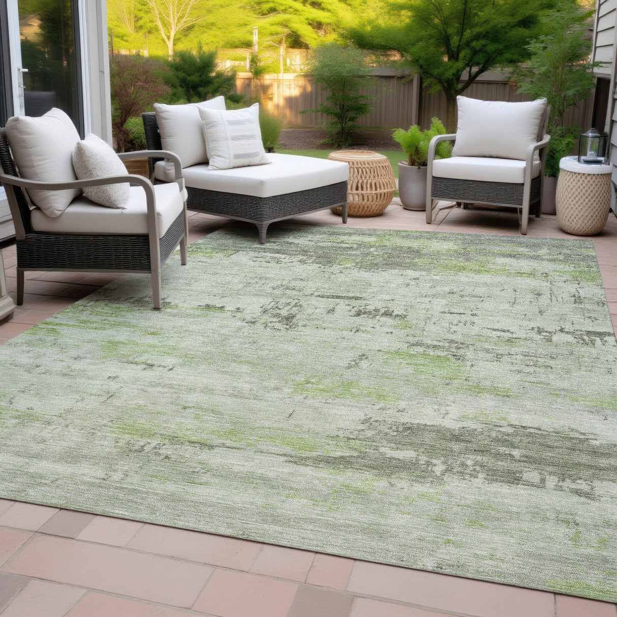 Addison Chantille ACN2145 Abstract Machine Made Transitional Aloe Rug