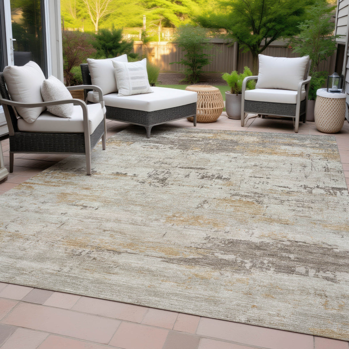Addison Chantille ACN2145 Abstract Machine Made Transitional Putty Rug