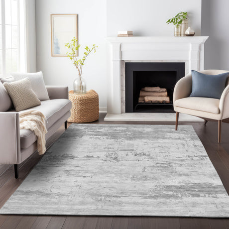 Addison Chantille ACN2145 Abstract Machine Made Transitional Silver Rug