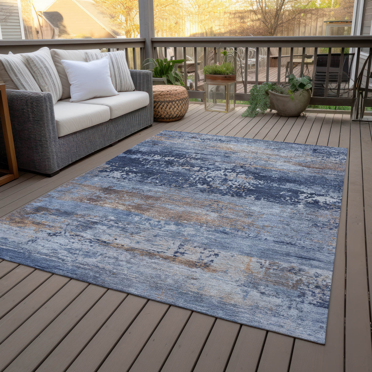 Addison Chantille ACN2146 Abstract Machine Made Transitional Blue Rug