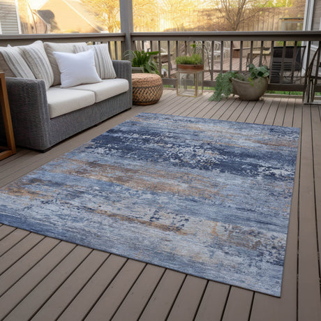 Addison Chantille ACN2146 Abstract Machine Made Transitional Blue Rug