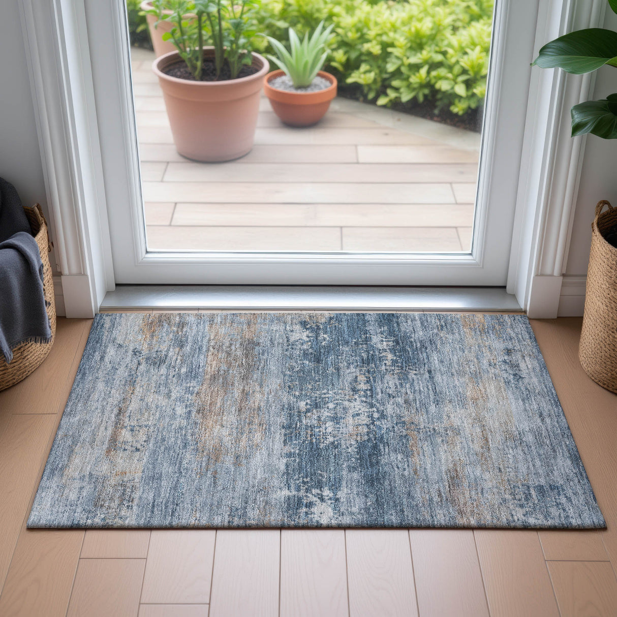 Addison Chantille ACN2146 Abstract Machine Made Transitional Denim Rug