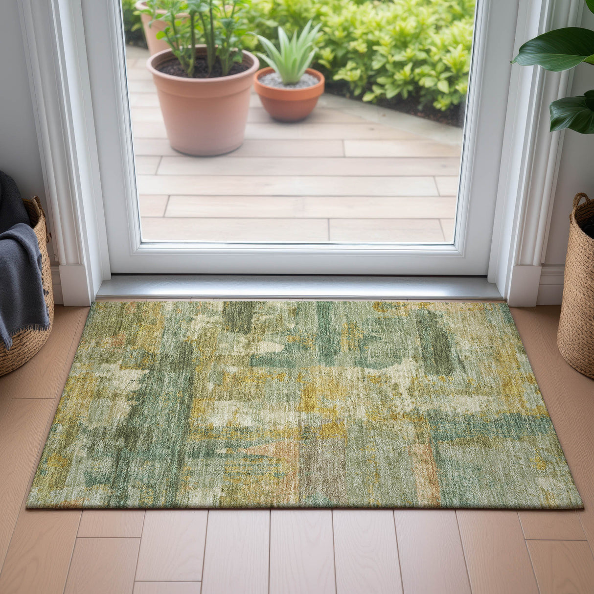 Addison Chantille ACN2147 Abstract Machine Made Transitional Green Rug