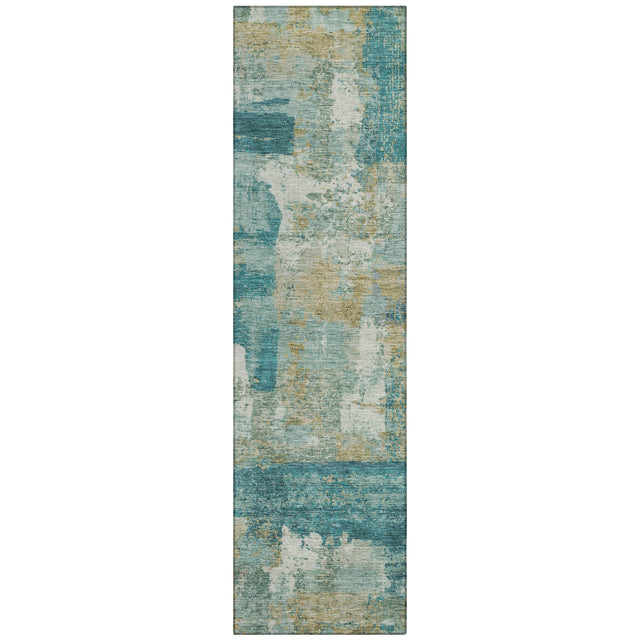 Addison Chantille ACN2147 Abstract Machine Made Transitional Teal Rug