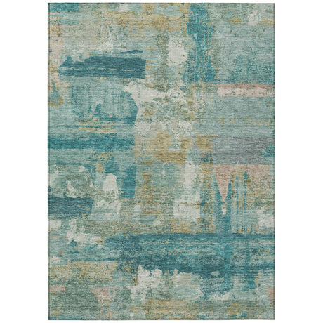 Addison Chantille ACN2147 Abstract Machine Made Transitional Teal Rug