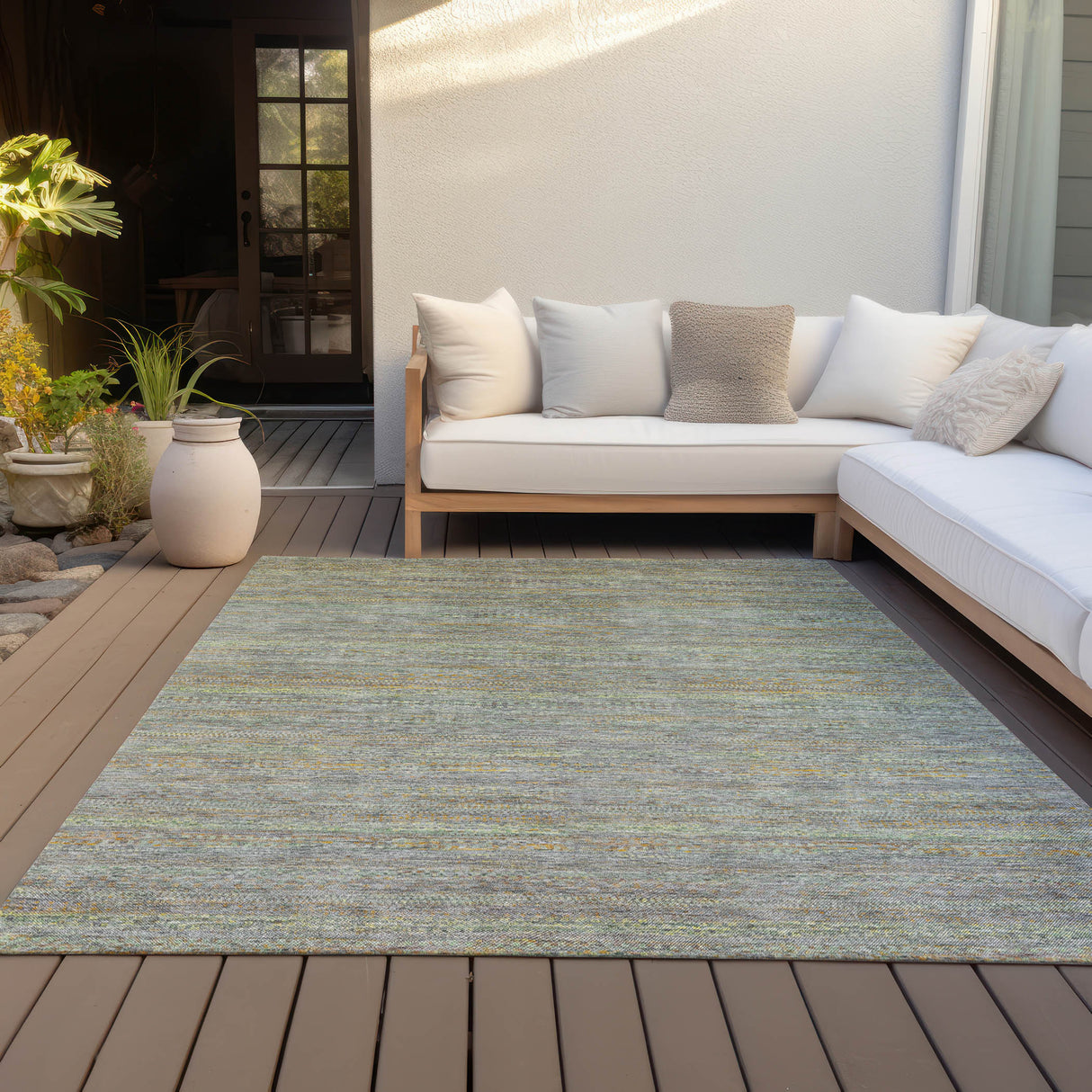 Addison Chantille ACN2148 Stripes Machine Made Transitional Gray Rug