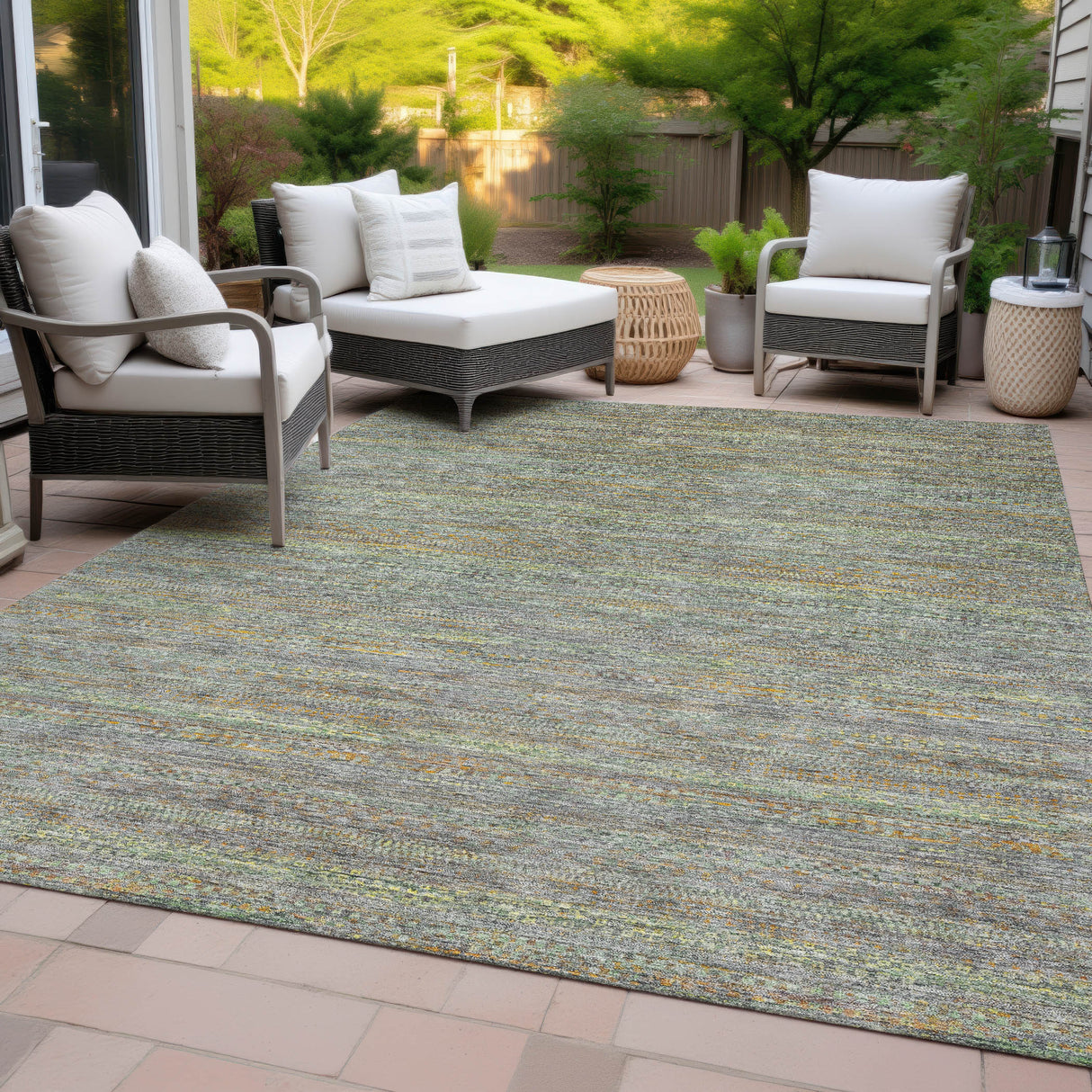 Addison Chantille ACN2148 Stripes Machine Made Transitional Gray Rug