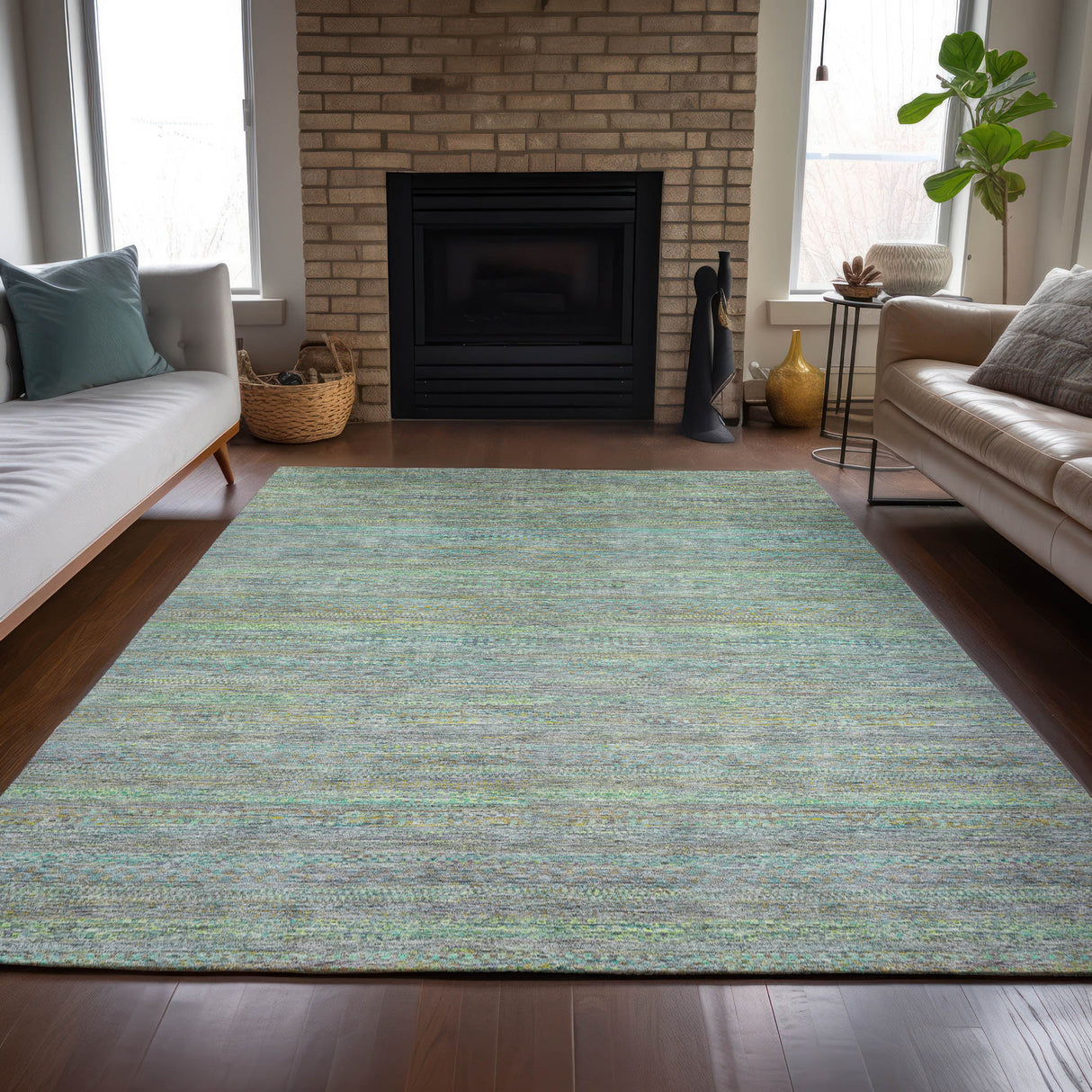 Addison Chantille ACN2148 Stripes Machine Made Transitional Pewter Rug