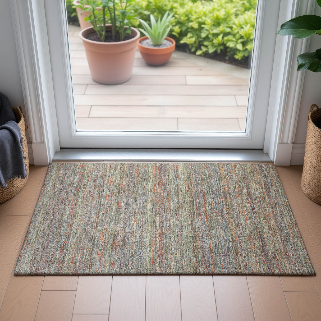 Addison Chantille ACN2148 Stripes Machine Made Transitional Sage Rug