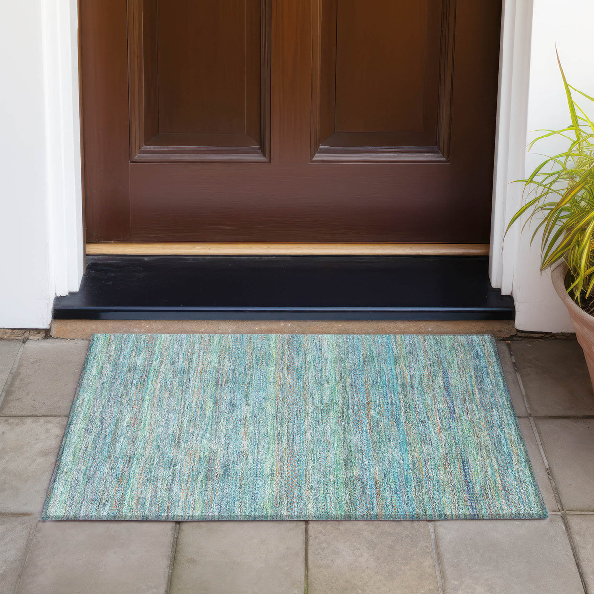 Addison Chantille ACN2148 Stripes Machine Made Transitional Teal Rug