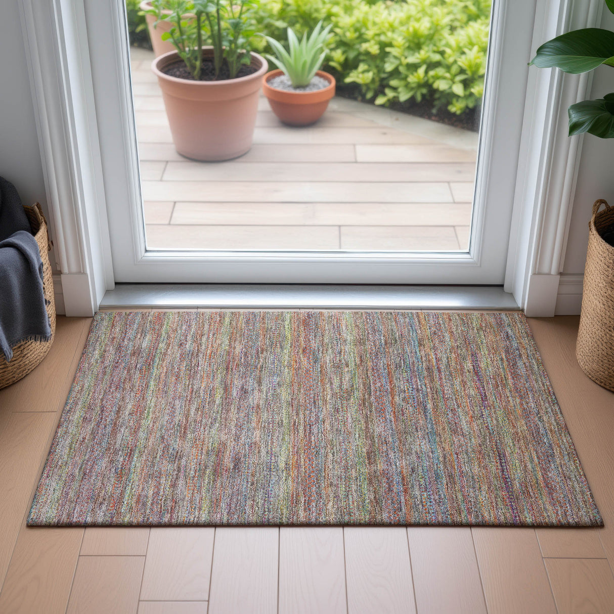 Addison Chantille ACN2148 Stripes Machine Made Transitional Terracotta Rug