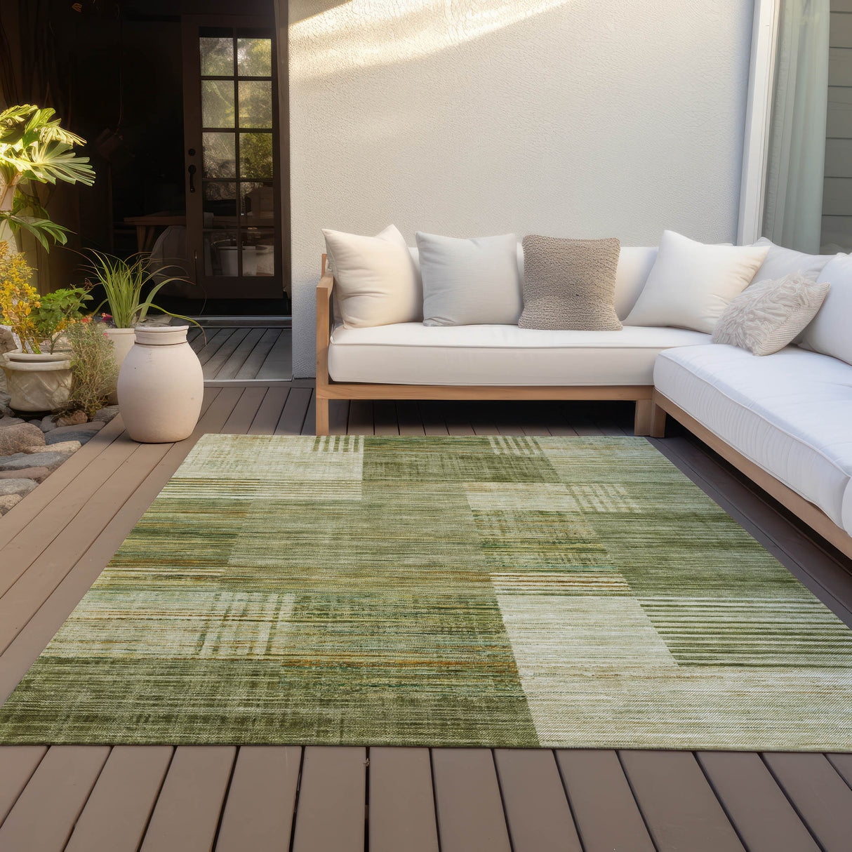 Addison Chantille ACN2149 Geometric Machine Made Transitional Aloe Rug