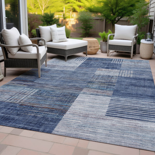 Addison Chantille ACN2149 Geometric Machine Made Transitional Blue Rug