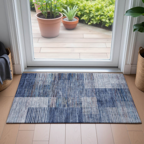 Addison Chantille ACN2149 Geometric Machine Made Transitional Blue Rug