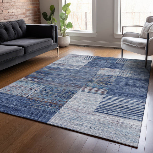 Addison Chantille ACN2149 Geometric Machine Made Transitional Blue Rug