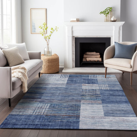 Addison Chantille ACN2149 Geometric Machine Made Transitional Blue Rug