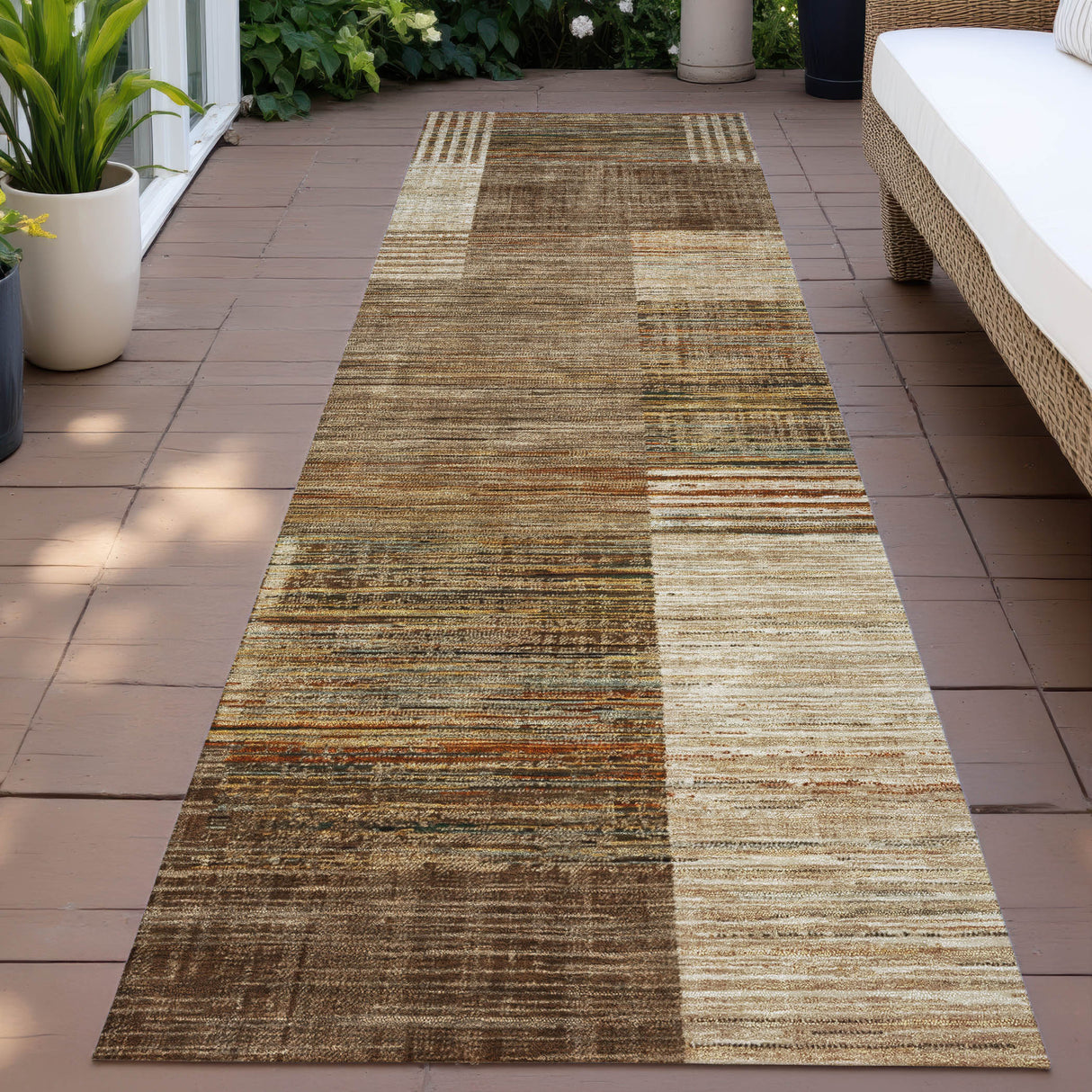 Addison Chantille ACN2149 Geometric Machine Made Transitional Brown Rug
