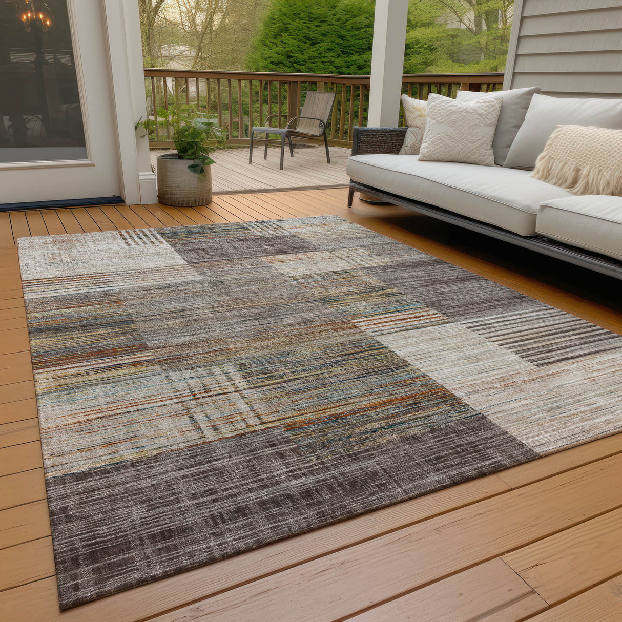 Addison Chantille ACN2149 Geometric Machine Made Transitional Taupe Rug