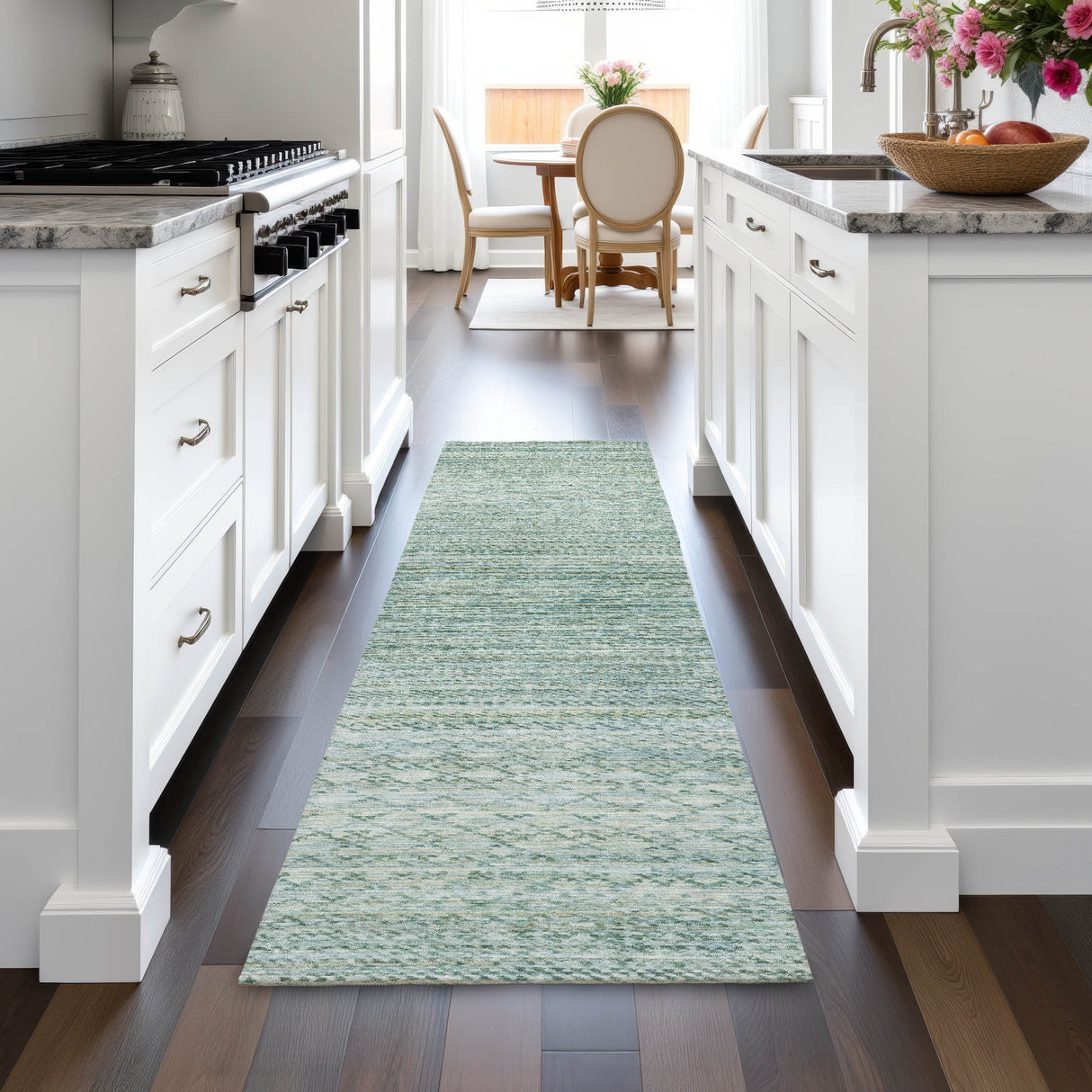 Addison Chantille ACN2150 Stripes Machine Made Transitional Aqua Rug