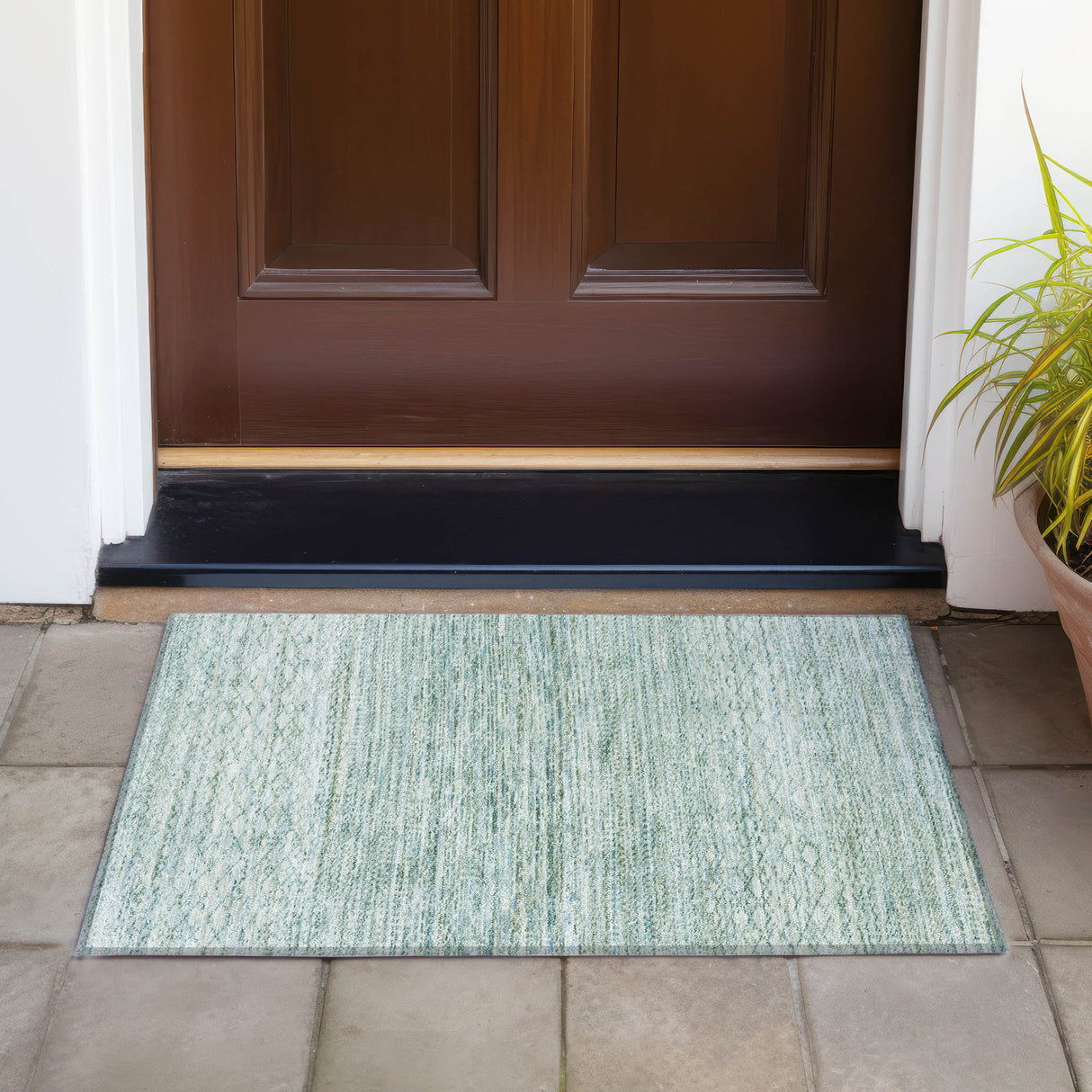 Addison Chantille ACN2150 Stripes Machine Made Transitional Aqua Rug