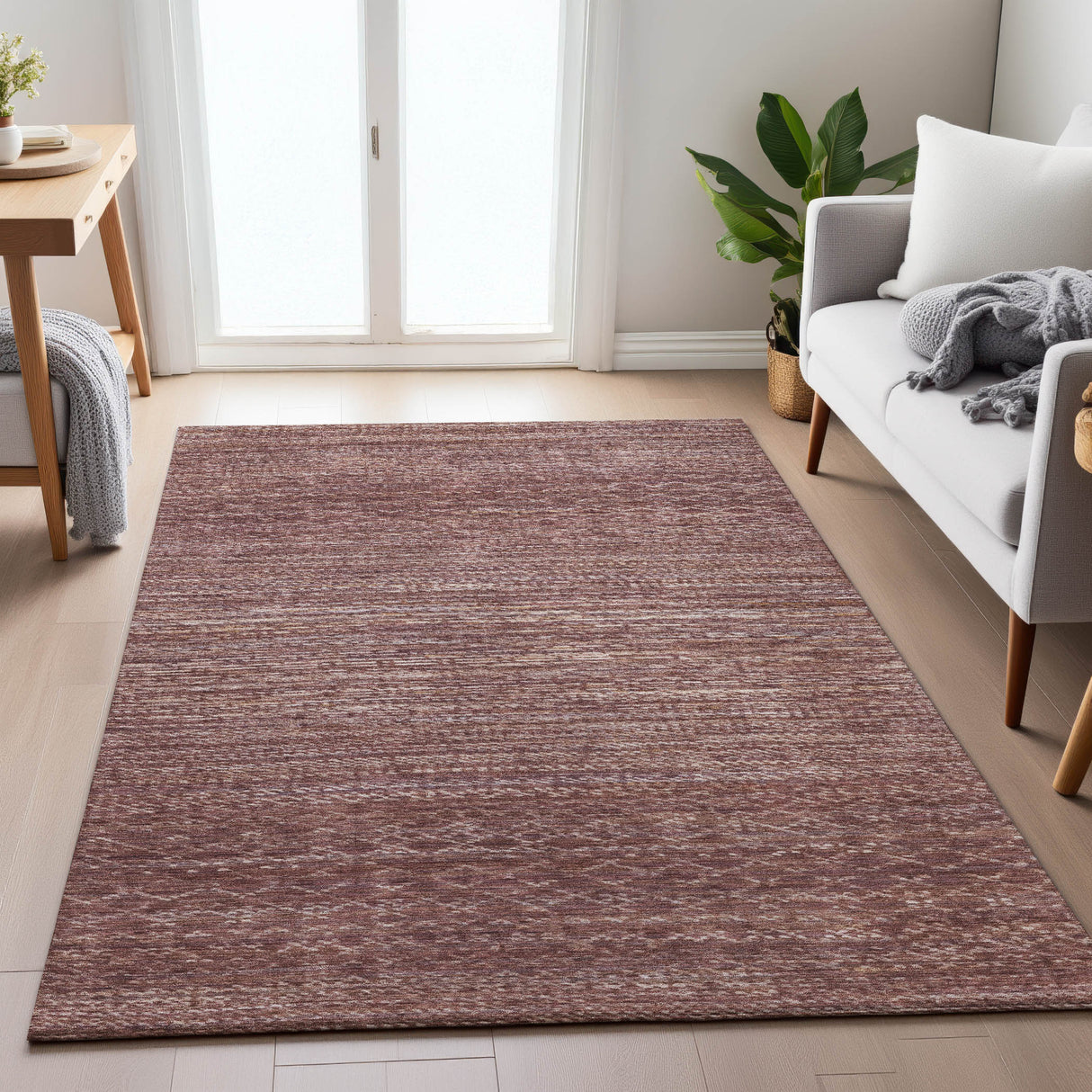 Addison Chantille ACN2150 Stripes Machine Made Transitional Merlot Rug