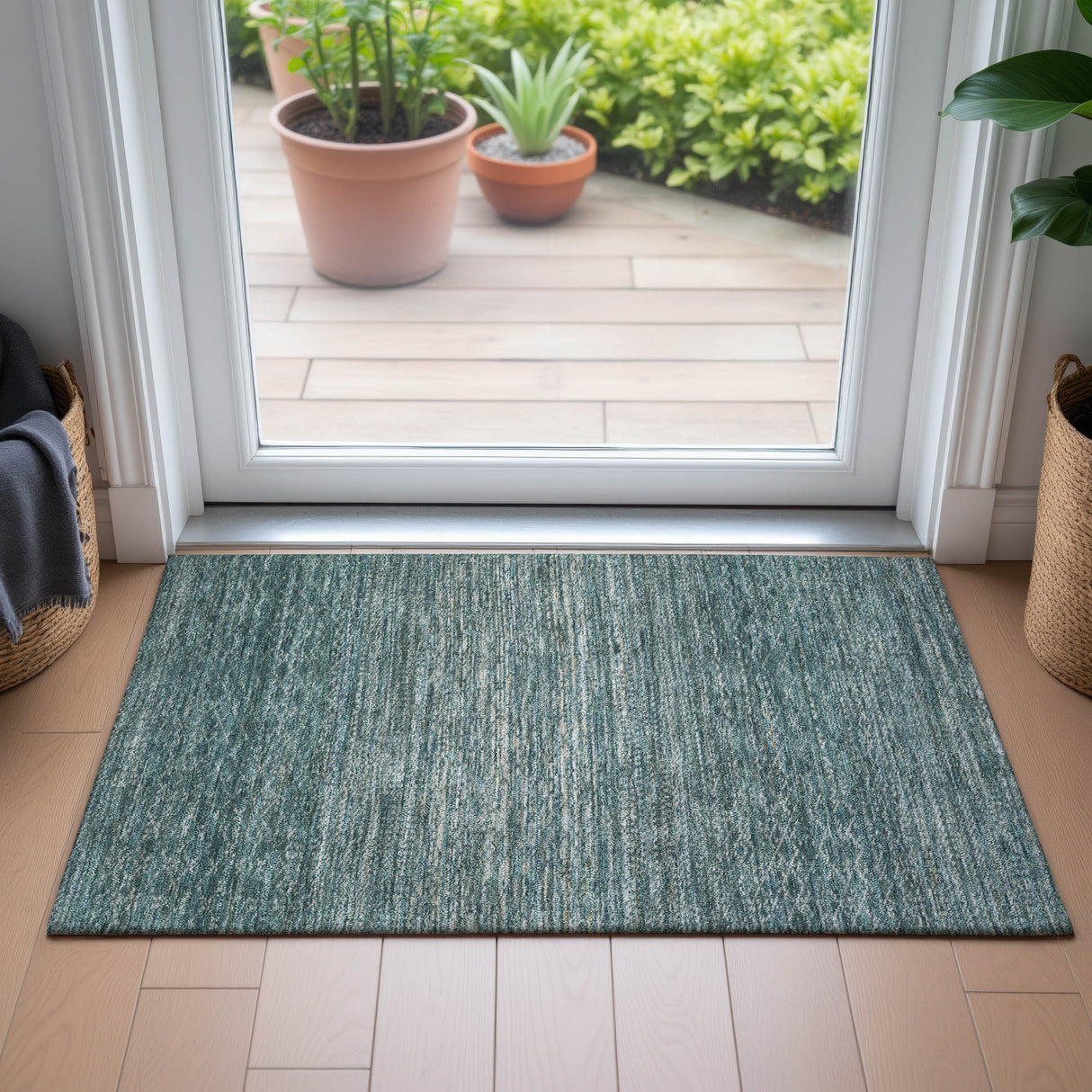 Addison Chantille ACN2150 Stripes Machine Made Transitional Teal Rug