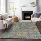 Addison Chantille ACN2151 Medallions Machine Made Traditional Aloe Rug