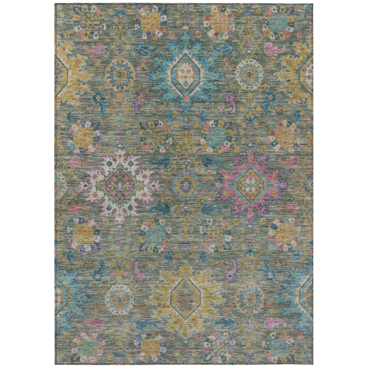 Addison Chantille ACN2151 Medallions Machine Made Traditional Aloe Rug