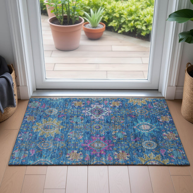 Addison Chantille ACN2151 Medallions Machine Made Traditional Blue Rug