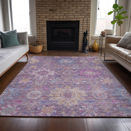 Addison Chantille ACN2151 Medallions Machine Made Traditional Eggplant Rug