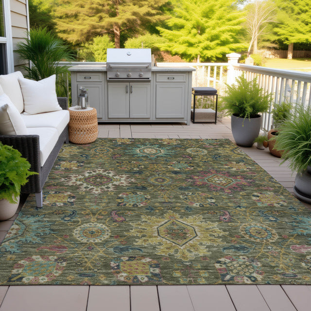 Addison Chantille ACN2151 Medallions Machine Made Traditional Olive Rug