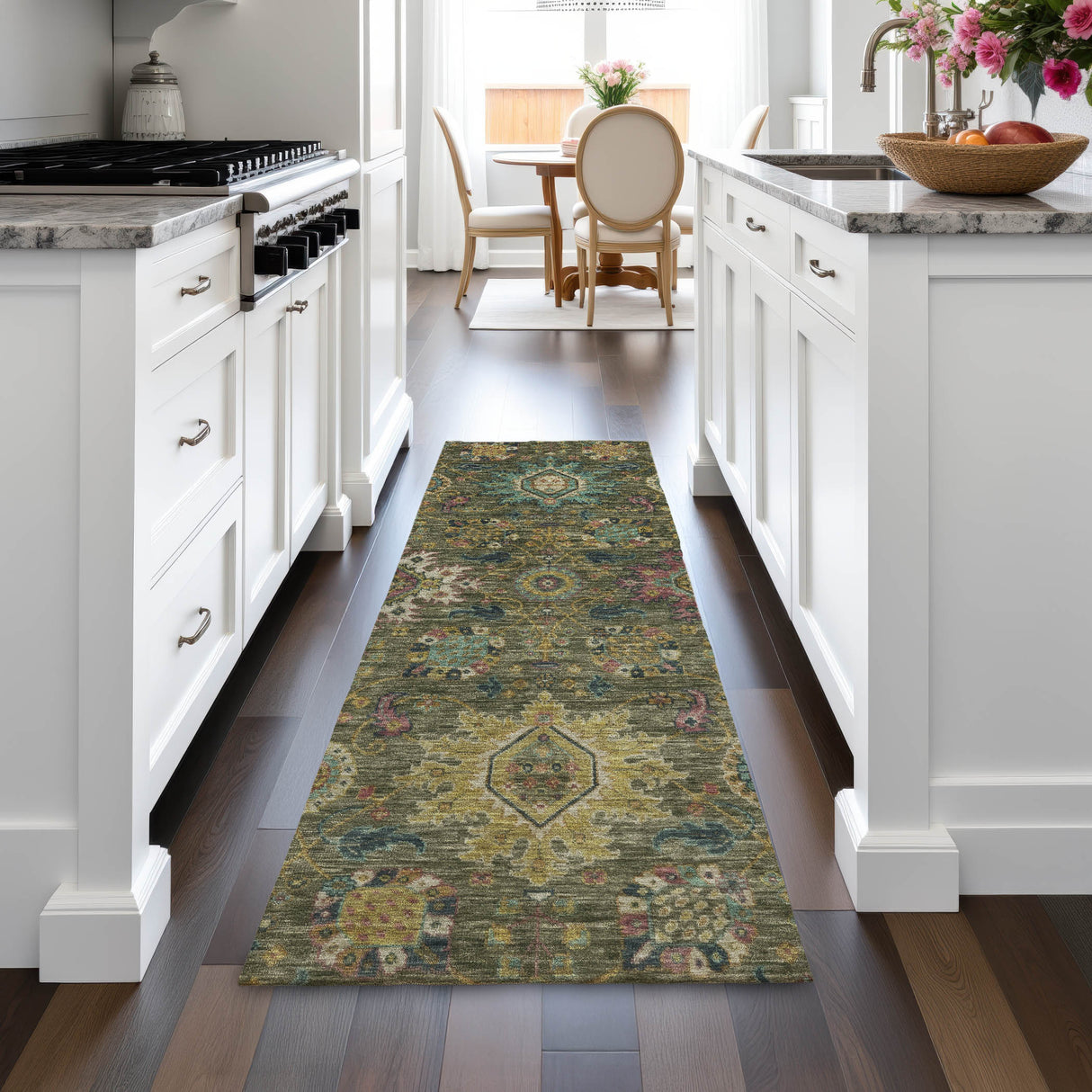 Addison Chantille ACN2151 Medallions Machine Made Traditional Olive Rug