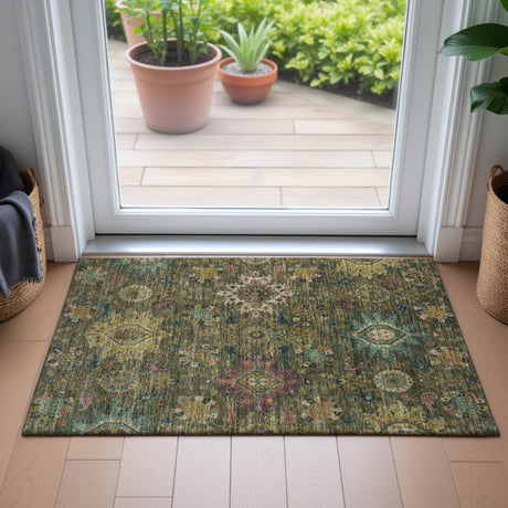 Addison Chantille ACN2151 Medallions Machine Made Traditional Olive Rug