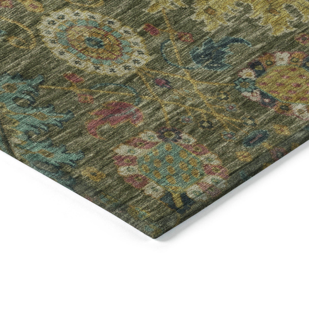 Addison Chantille ACN2151 Medallions Machine Made Traditional Olive Rug