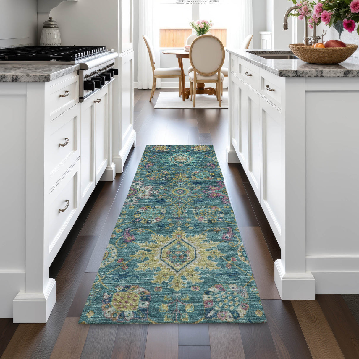 Addison Chantille ACN2151 Medallions Machine Made Traditional Teal Rug