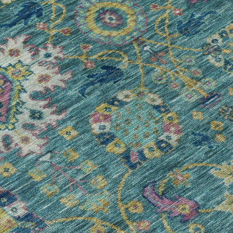 Addison Chantille ACN2151 Medallions Machine Made Traditional Teal Rug