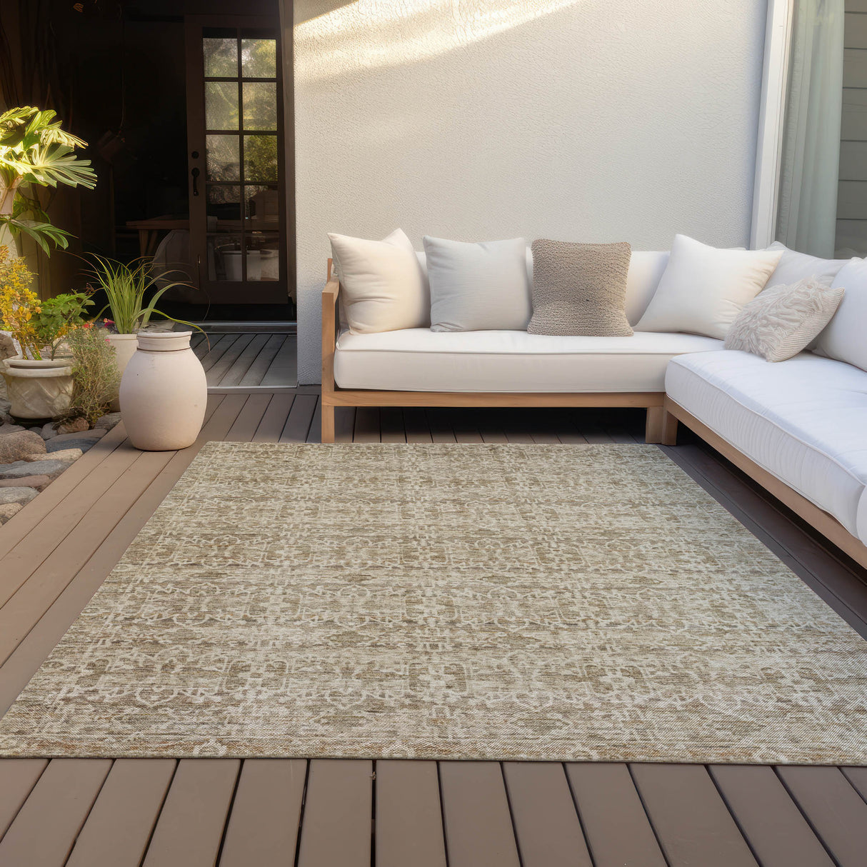 Addison Chantille ACN2152 Stripes Machine Made Transitional Brown Rug