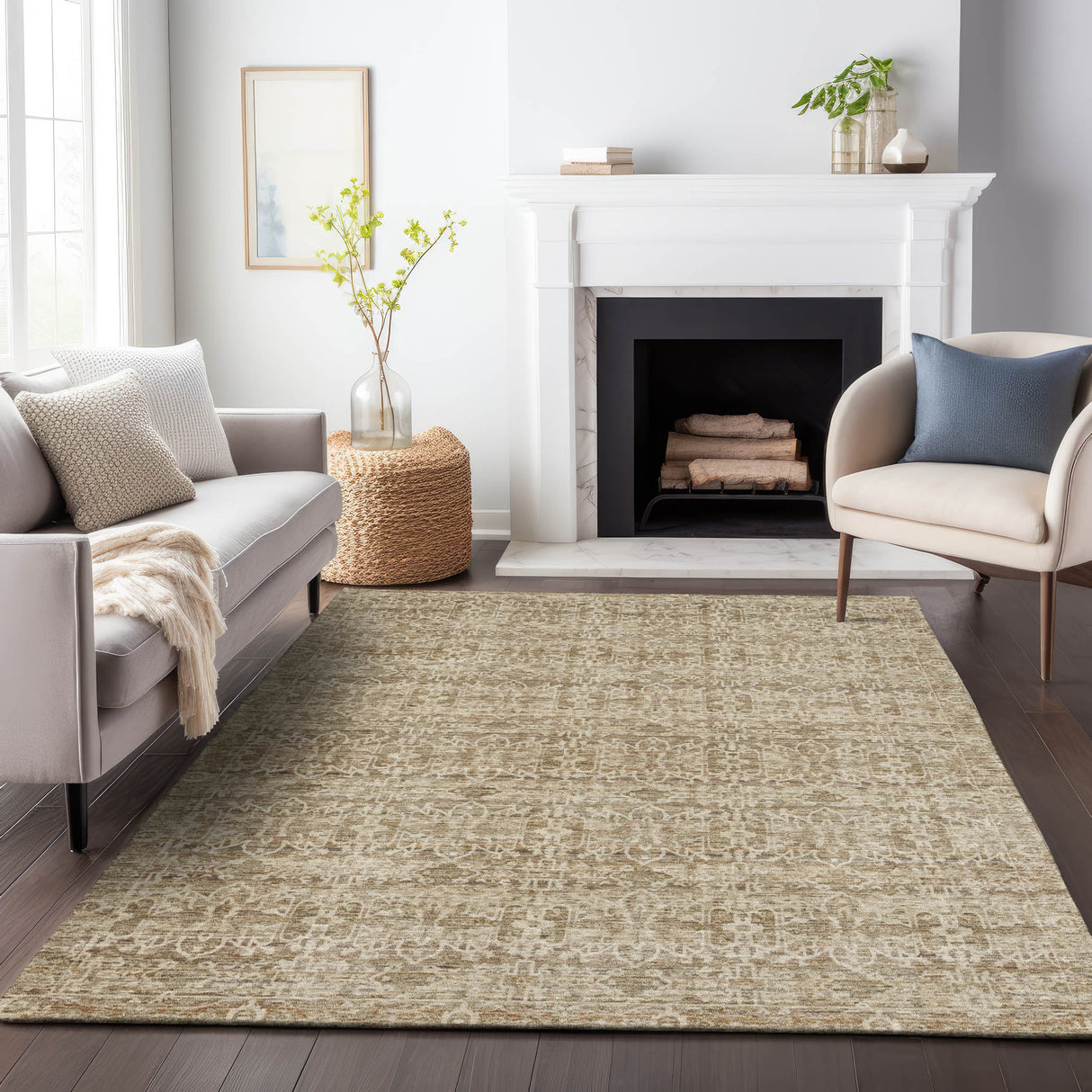 Addison Chantille ACN2152 Stripes Machine Made Transitional Brown Rug