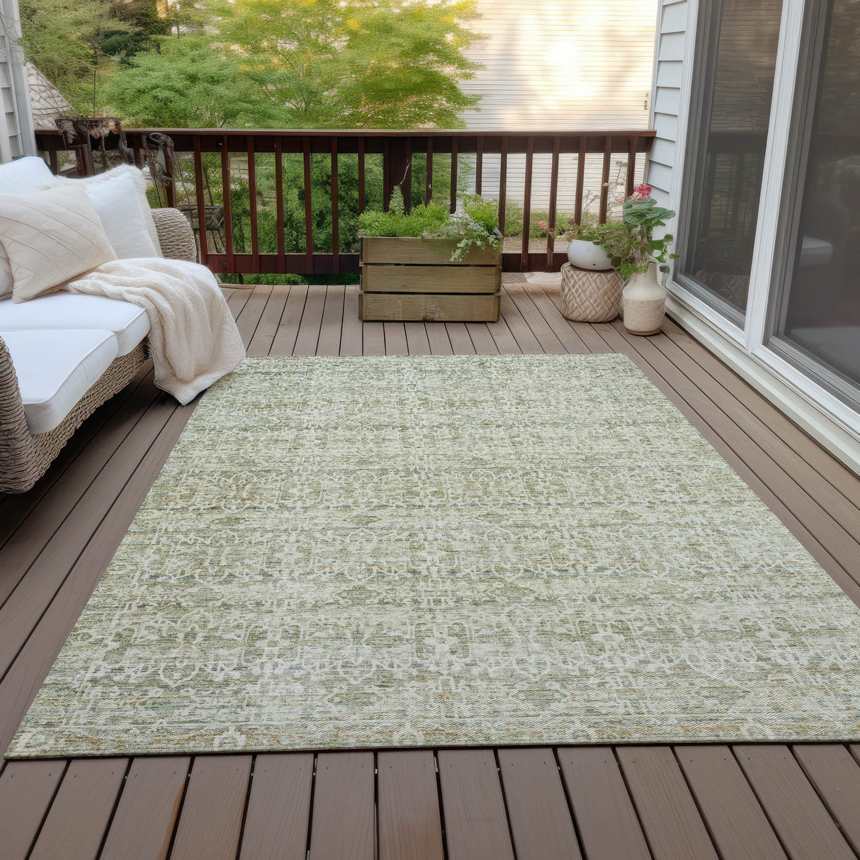 Addison Chantille ACN2152 Stripes Machine Made Transitional Sage Rug