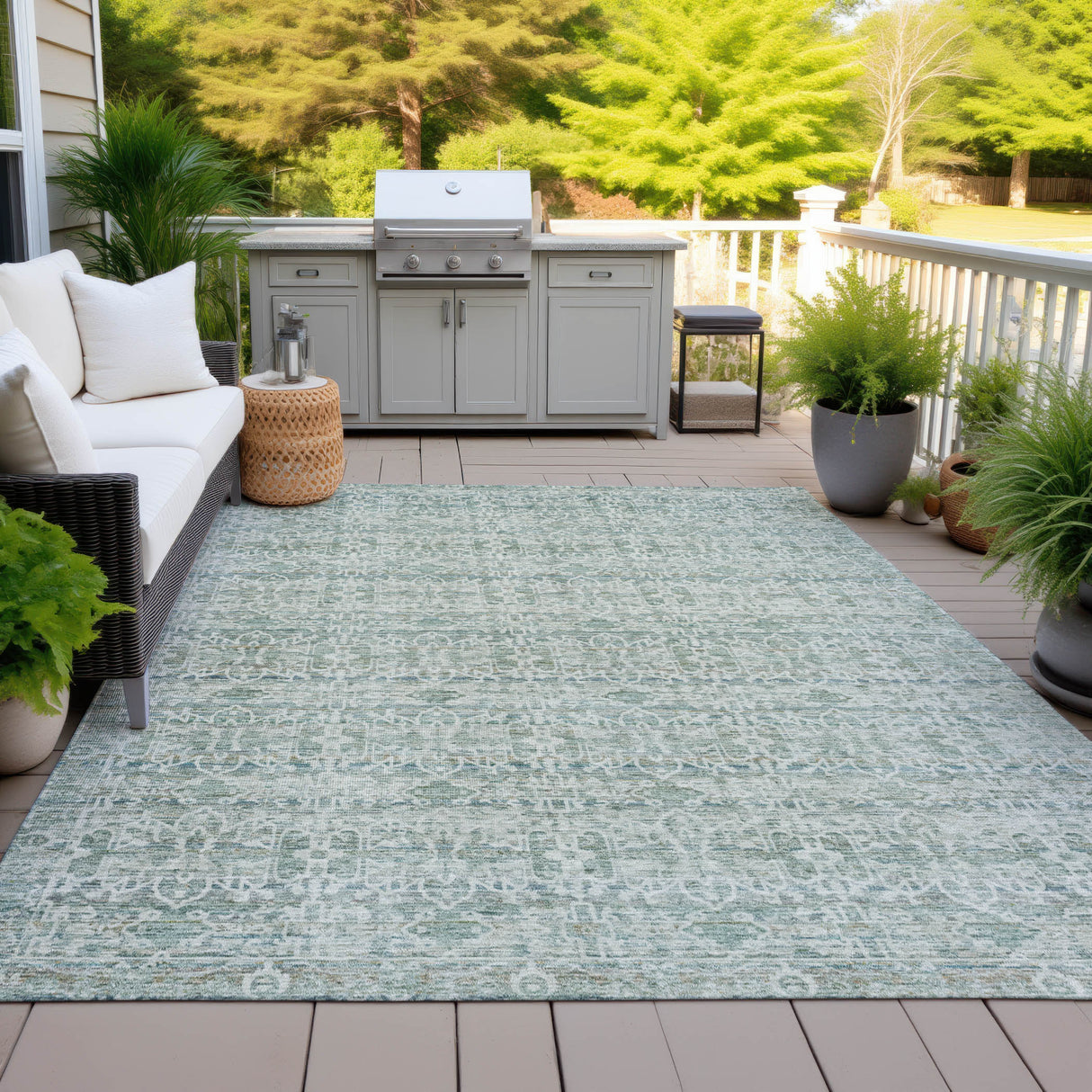 Addison Chantille ACN2152 Stripes Machine Made Transitional Teal Rug