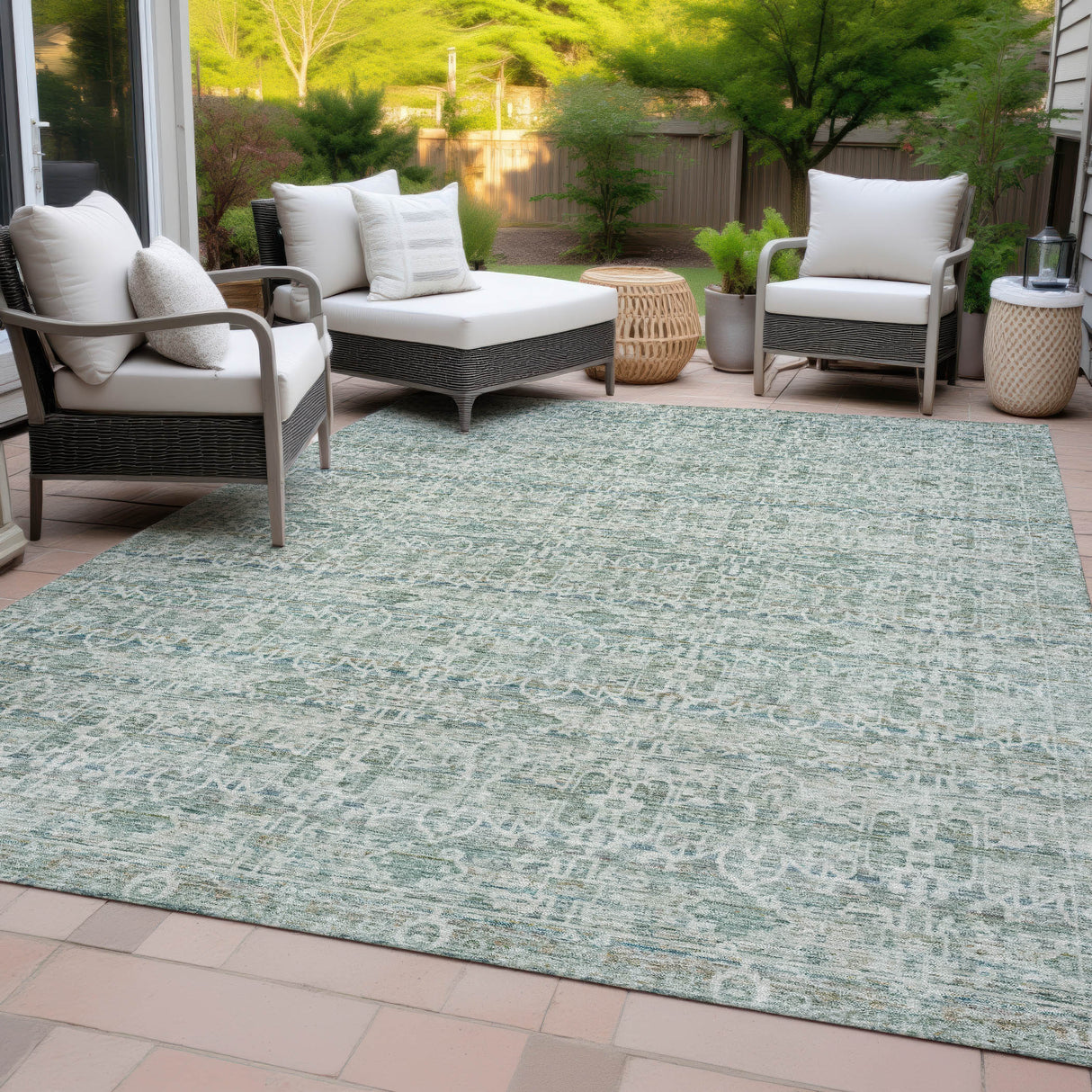 Addison Chantille ACN2152 Stripes Machine Made Transitional Teal Rug
